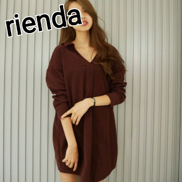 rienda(リエンダ)の【追跡有り】rienda バックリボンコーデュロイシャツワンピース レディースのワンピース(ミニワンピース)の商品写真