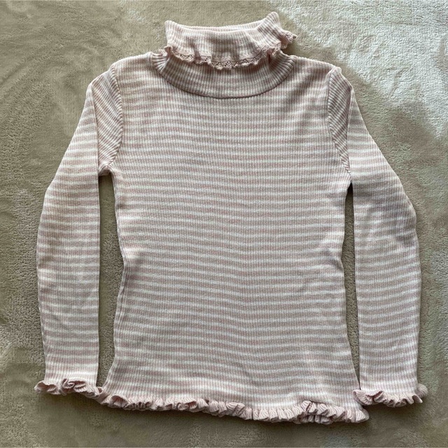 mikihouse(ミキハウス)のミキハウス　120 ボーダーニット　ピンク✖️白色 キッズ/ベビー/マタニティのキッズ服女の子用(90cm~)(Tシャツ/カットソー)の商品写真