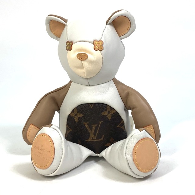 ルイヴィトン LOUIS VUITTON ドゥドゥ ルイ テディベア GI0142 モノグラム 熊 人形 ベア ぬいぐるみ レザー ホワイト 美品