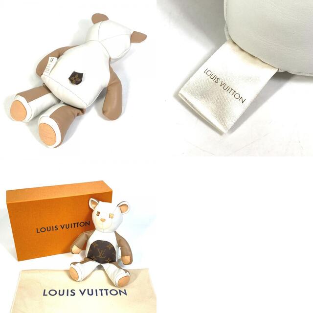 ルイヴィトン LOUIS VUITTON ドゥドゥ ルイ テディベア GI0142 モノグラム 熊 人形 ベア ぬいぐるみ レザー ホワイト 美品