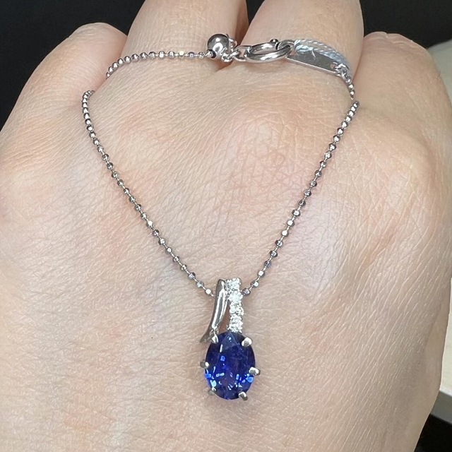 天然 ブルーサファイア ダイヤ ネックレス1.6ct k18 rネックレス