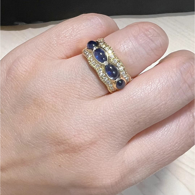 天然 ブルーサファイア ダイヤ リング2.95ct k18 r - リング(指輪)