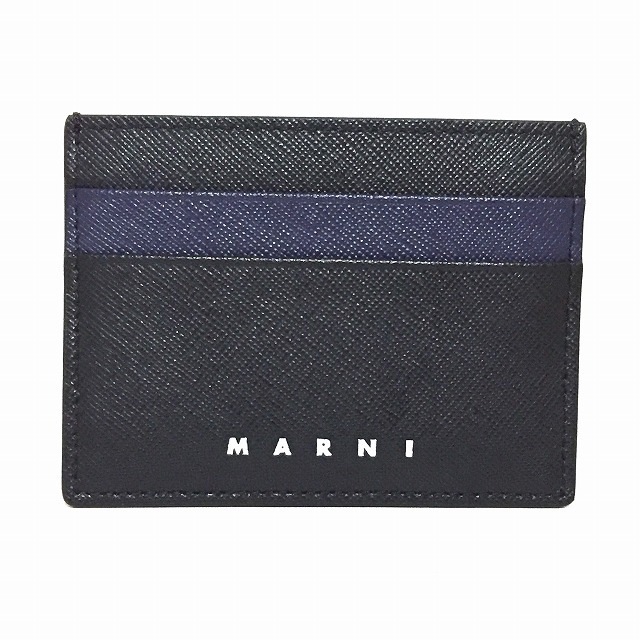 Marni(マルニ)のマルニ カードケース - 黒×ネイビー レディースのファッション小物(名刺入れ/定期入れ)の商品写真