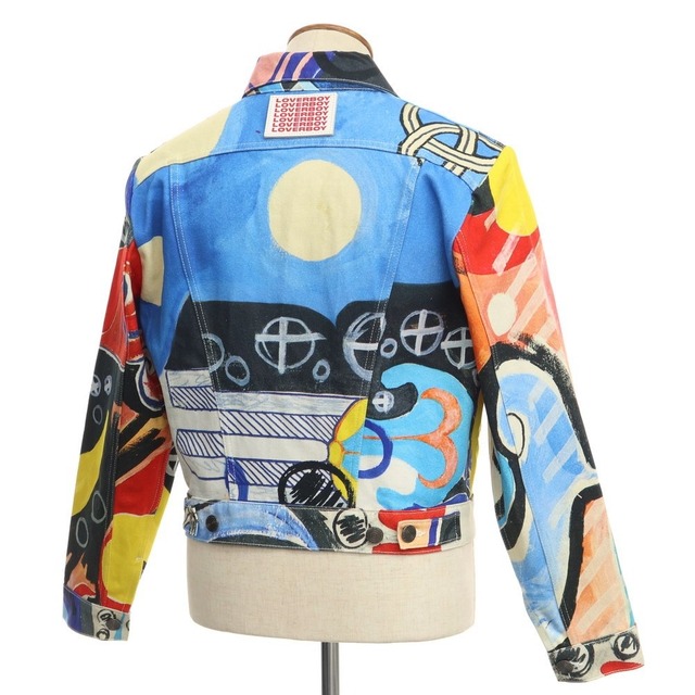 【中古】チャールズジェフリーラバーボーイ Charles Jeffrey LOVERBOY プリント ジージャン デニムジャケット【サイズL】【メンズ】 メンズのジャケット/アウター(Gジャン/デニムジャケット)の商品写真