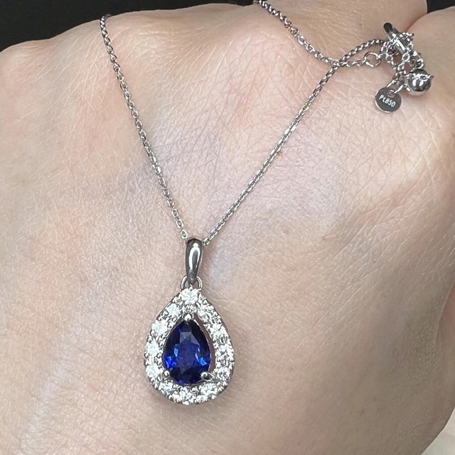 上品】 天然 ブルーサファイア ダイヤ ネックレス1.19ct pt900/850 r