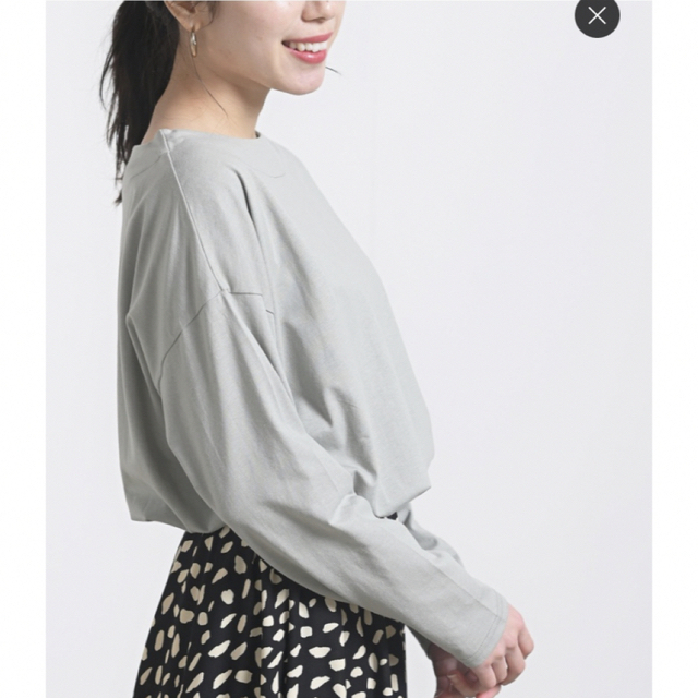 ドロップショルダー　ロンT ライトグリーン レディースのトップス(Tシャツ(長袖/七分))の商品写真