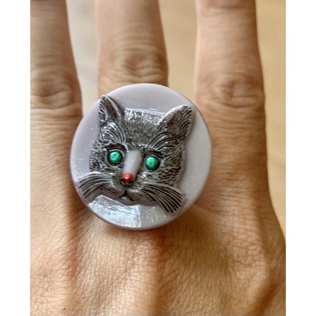 ハンドメイド　チェコボタンリング　ねこetc.   6種類 ハンドメイドのアクセサリー(リング)の商品写真