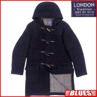 ロンドントラディション(LONDON TRADITION)の英国製 ダッフルコート ロング S 古着 メンズ 紺 ネイビー HH8561(ダッフルコート)