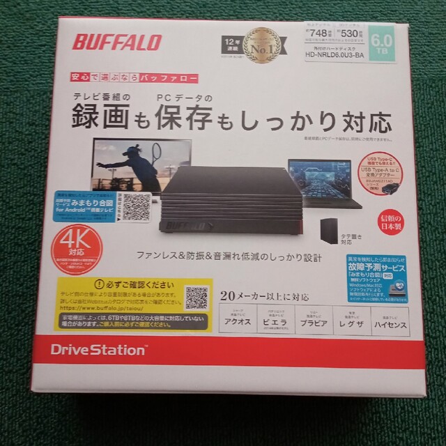 BUFFALO【6T】BUFFALO 外付けHDD HD-NRLD6.0U3-BA