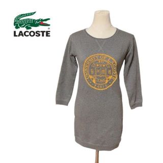 ラコステライブ(LACOSTE L!VE)のラコステライブ　ワンピース　スウェット　グレー　黄色　裏起毛　S(ひざ丈ワンピース)