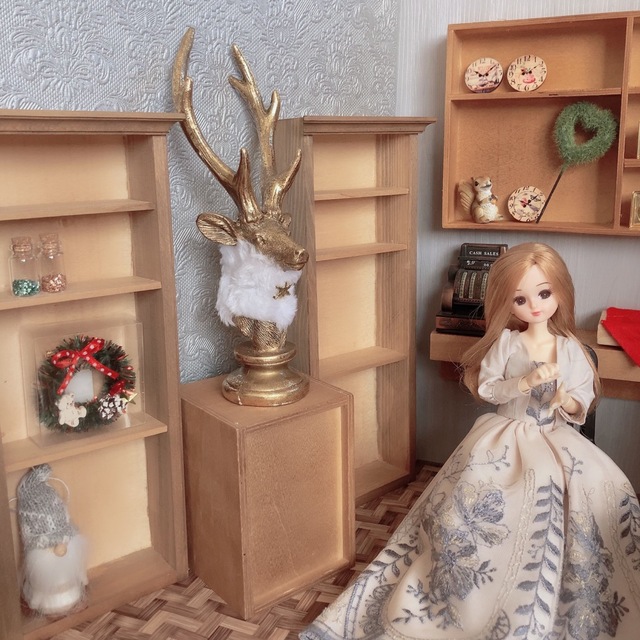 リカちゃんハウス　クリスマスショップスタイル　ミニチュアドールハウス　1/6 ハンドメイドのおもちゃ(ミニチュア)の商品写真