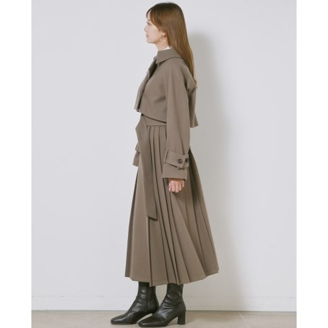 在庫僅少 THE COAT LAB【限定】プリーツウールコート モカ 0(0)