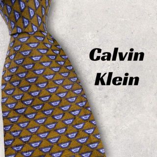 カルバンクライン(Calvin Klein)の【4194】美品！Calvin Kleinネクタイ　ブラウン×ブルー系(ネクタイ)