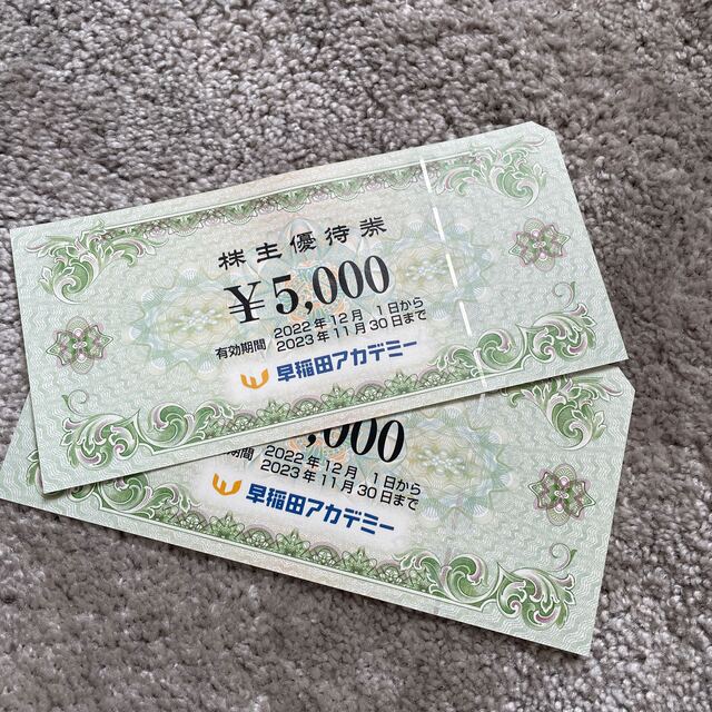 早稲田アカデミー株主優待一万円分優待券/割引券