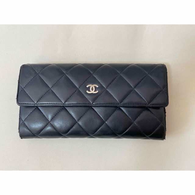 CHANEL マトラッセ　ココマーク　長財布　ブラック　ラムスキン　黒