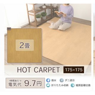 ホットカーペット フローリング調 ２畳 175×175cm 日本製  ウッド調 (ホットカーペット)