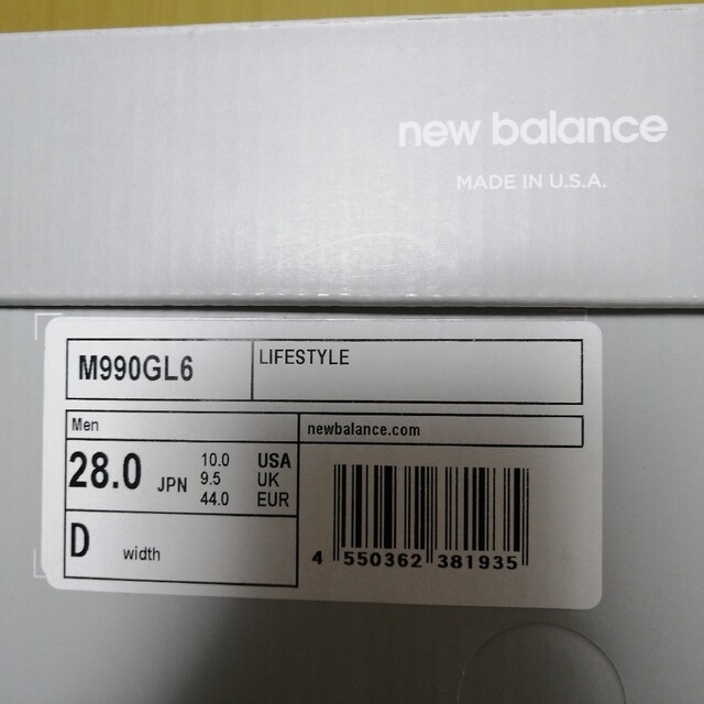 New Balance - 【新品】ニューバランスM990GL6 US10 28㎝ Made in USA