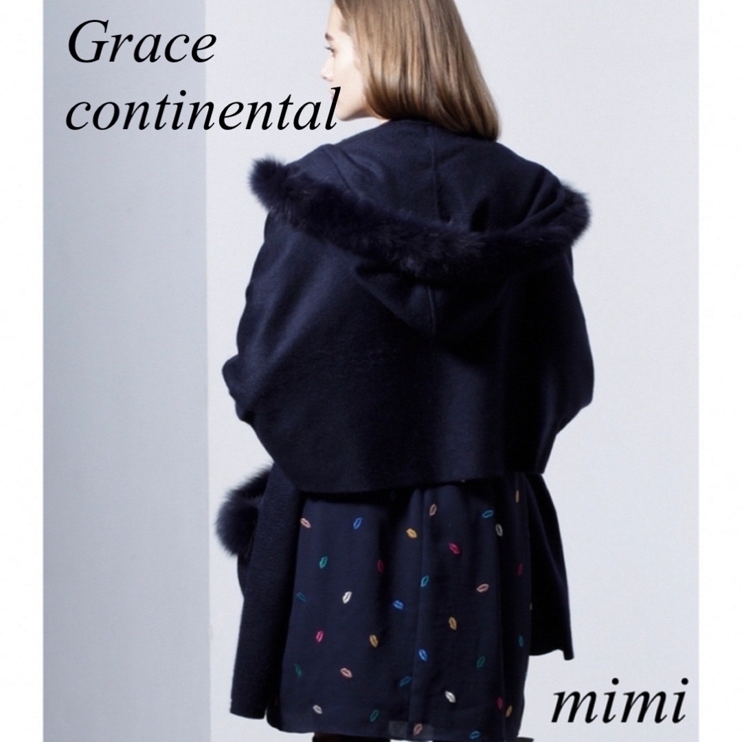 GRACE CONTINENTAL(グレースコンチネンタル)の限定価格★カシミヤFOXトリミングストール ハンドメイドのファッション小物(マフラー/ストール)の商品写真