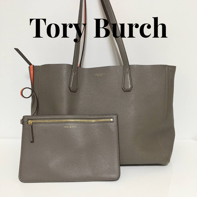 Tory Burch トートバッグ ベージュ レザー 専用袋・ミニクラッチ付