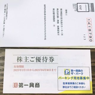 第一興商 株主優待券5000円分 ビッグエコー他  2023年6月30日まで(その他)