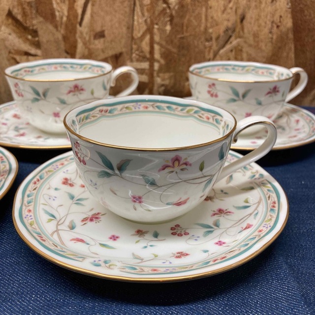 NARUMI - ノリタケ カップ&ソーサー5客 花柄 金彩 Noritake ティー