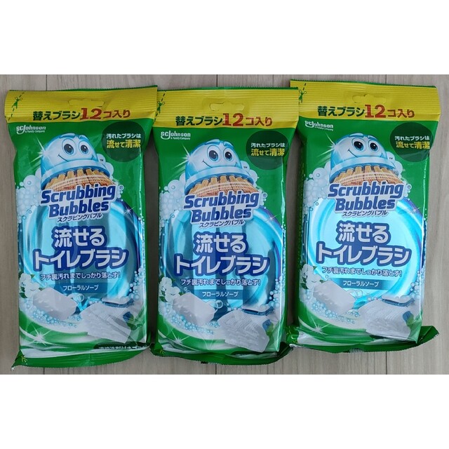 Johnson's(ジョンソン)のスクラビングバブル 流せるトイレブラシ フローラルソープ 替えブラシ 12コ×3 インテリア/住まい/日用品の日用品/生活雑貨/旅行(日用品/生活雑貨)の商品写真