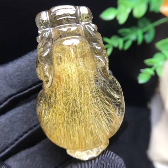 ショッピング通販 【天然】ゴールド ルチル クオーツ ルース 貔貅 68.9
