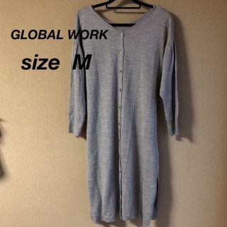 グローバルワーク(GLOBAL WORK)のカーディガン　GLOBAL WORK  ロング　ベルト付き　M  グレー　秋　(カーディガン)