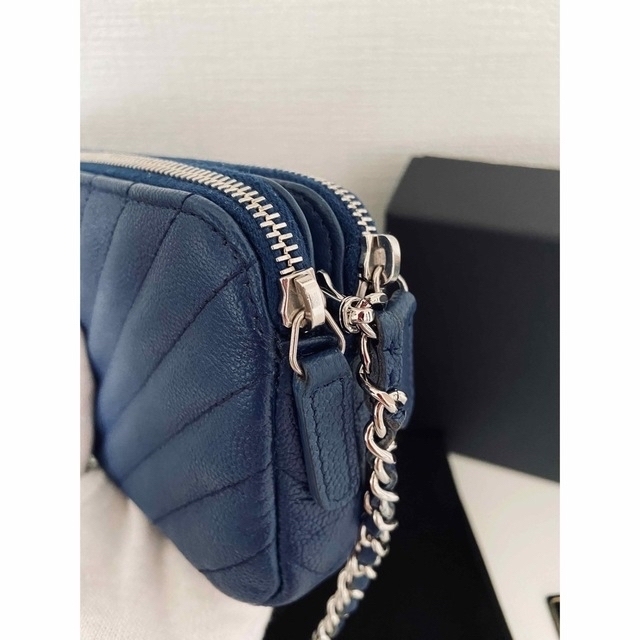 [極美品]CHANELシャネル キャビアスキン チェーンウォレット Vステッチ