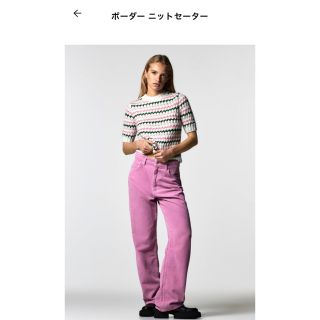 ザラ(ZARA)の値下　新品！ZARA ザラ　半袖　ニット　オフホワイト　ピンク　みどり　Sサイズ(ニット/セーター)