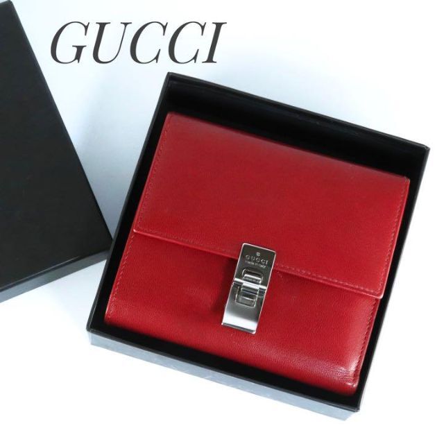 希少⭐️グッチ GUCCI レザー 三つ折り財布 金具 レディース
