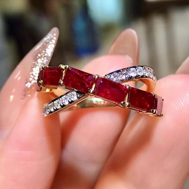 クーポンを購入する 天然 ルビー ダイヤモンド リング 2.08ct k18