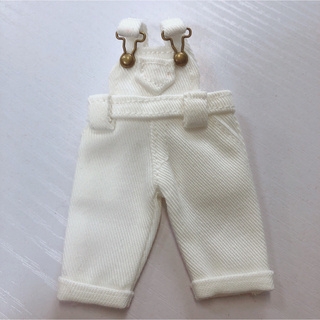 【新品】ホワイト オーバーオール 服 アウトフィット 洋服 アウター オビツ11(人形)