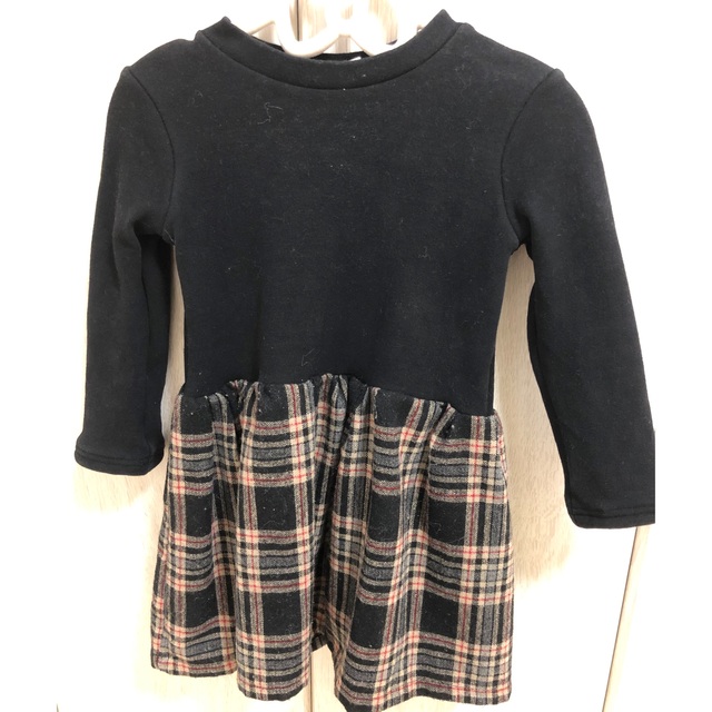 Yさん専用ファーベスト付きチェックワンピース キッズ/ベビー/マタニティのキッズ服女の子用(90cm~)(ワンピース)の商品写真