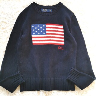 ポロラルフローレン(POLO RALPH LAUREN)のポロラルフローレン　星条旗ニット　コットンニット　セーター　ネイビー　国旗(ニット/セーター)