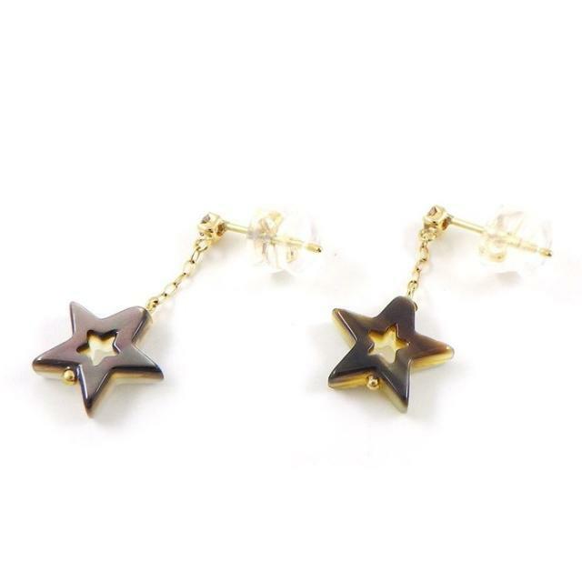 【シェル ダイヤモンド】 ピアス スター 星 モチーフ ブラック シェル ホワイト シェル ダイヤモンド 0.04ct/0.04ct K18YG 2