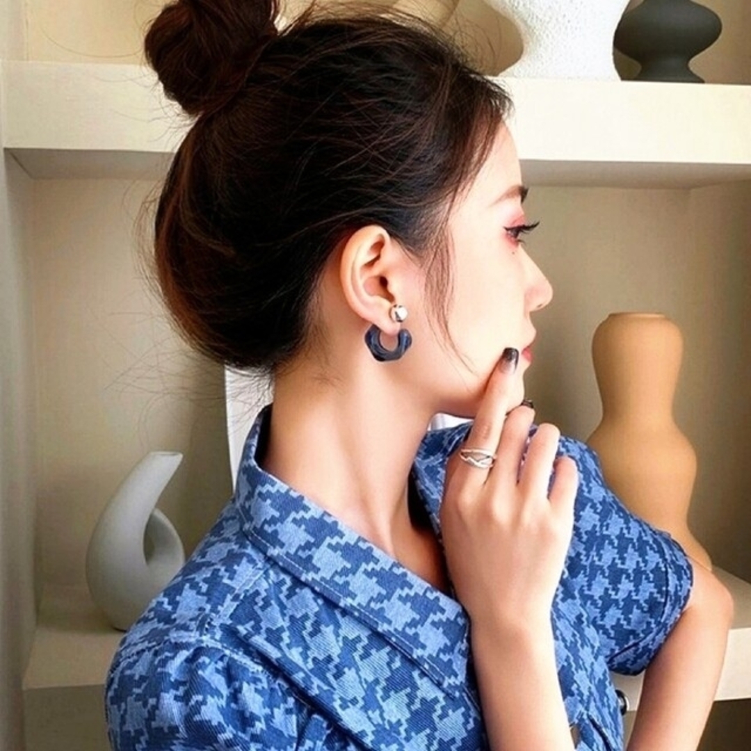 新作 インポート♡バイカラーダブルフープピアス インポート♡ニュアンスフープピアス