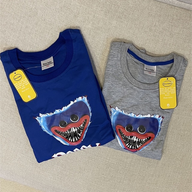新品♪ハギーワギー プリントトレーナー 130 ロングTシャツ 青の通販