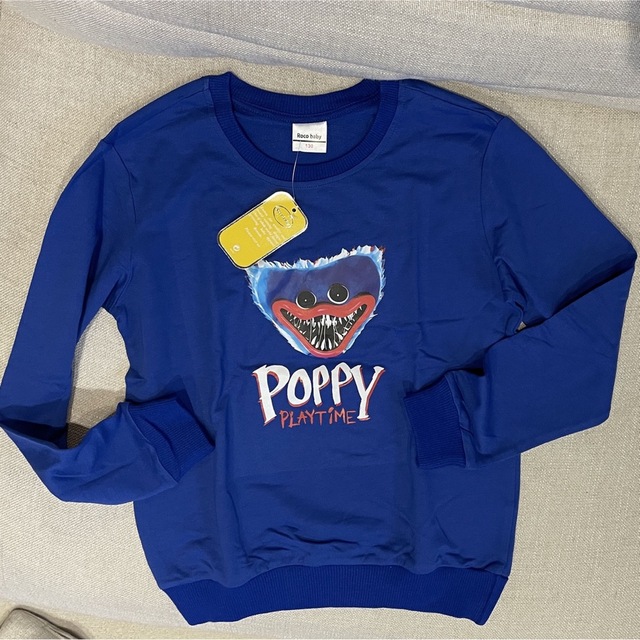 新品♪ハギーワギー プリントトレーナー 130 ロングTシャツ 青の通販