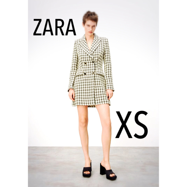 ZARA(ザラ)のZARA ザラ　テクスチャーチェックブレザー　ツイード レディースのジャケット/アウター(テーラードジャケット)の商品写真