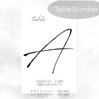 シンプル　テーブル札　テーブルナンバー(その他)