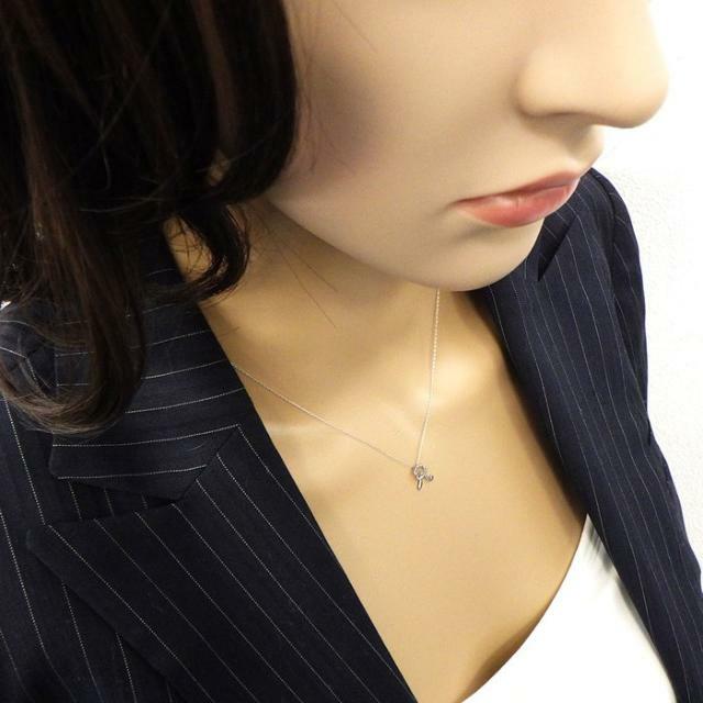 【ダイヤモンド】 ネックレス イニシャル R モチーフ ダイヤモンド 0.01ct K18WG