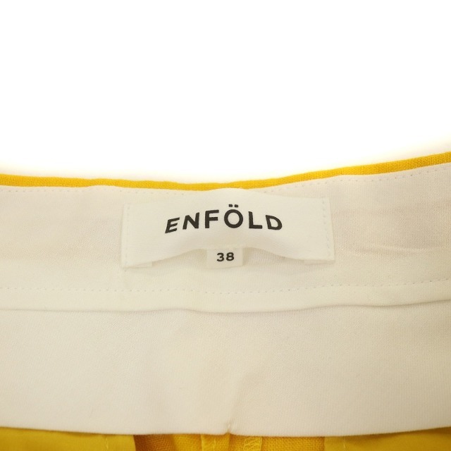 ENFOLD(エンフォルド)のエンフォルド ツイルタックパンツ テーパード 麻 リネン 38 M 黄 レディースのパンツ(その他)の商品写真