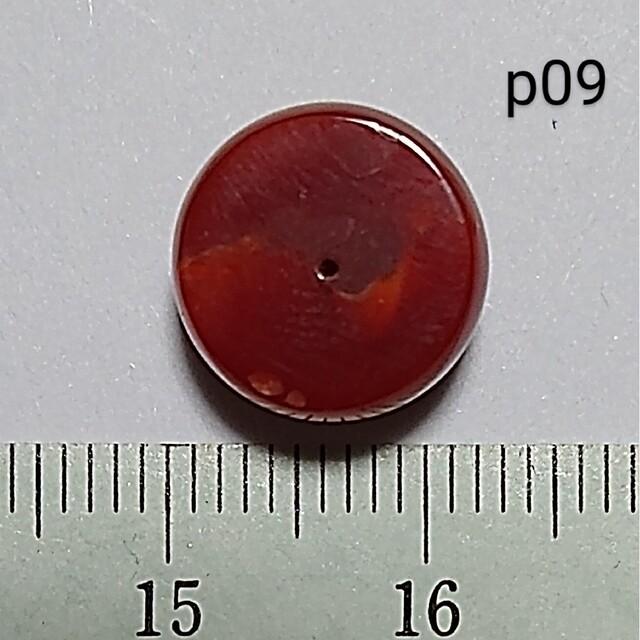 p23 濃赤 煌珊瑚 片穴 球 10.8mm 8.55ct 1.71g-