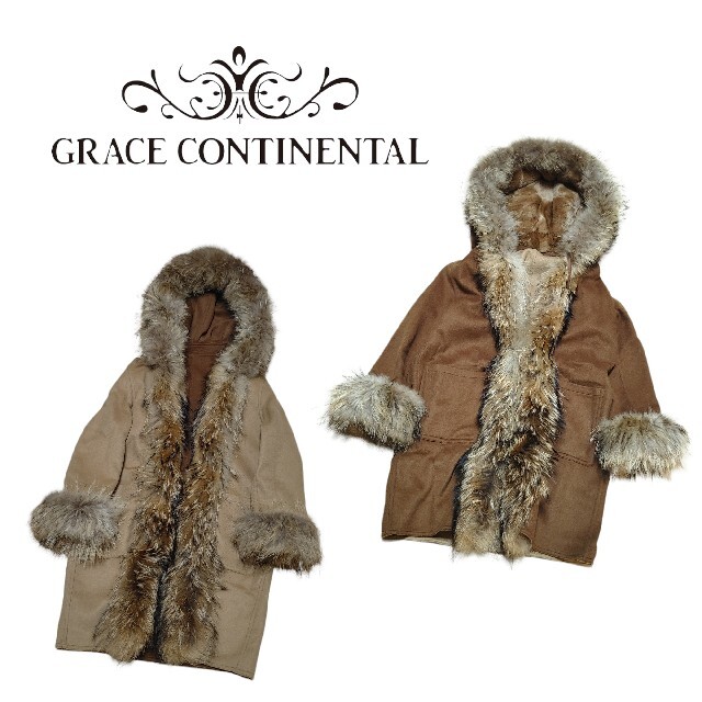 GRACE CONTINENTAL♡フードファーリバーシブルストールコート