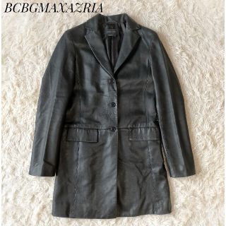 ビーシービージーマックスアズリア(BCBGMAXAZRIA)の【BCBGMAXAZRIA】レザーコート ブラック サイズ4(チェスターコート)