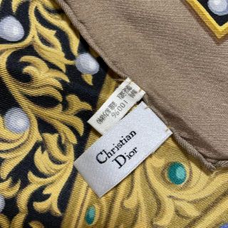 Christian Dior - 87㎝ ディオール 大判スカーフ 宝石 ゴールド