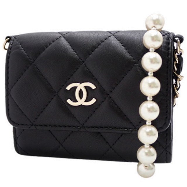 CHANEL - シャネルショルダーバッグ ココマーク チェーンショルダーバッグ ラムスキン ブラック黒 40802037832