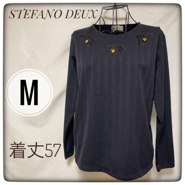 STEFANO DEUX ステファノ　ブラック　ベル　リボン レディースのトップス(Tシャツ(長袖/七分))の商品写真