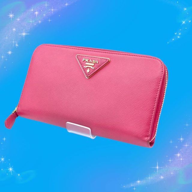 早い者勝ち PRADA プラダ サフィアーノ ロゴプレート 二つ折り財布